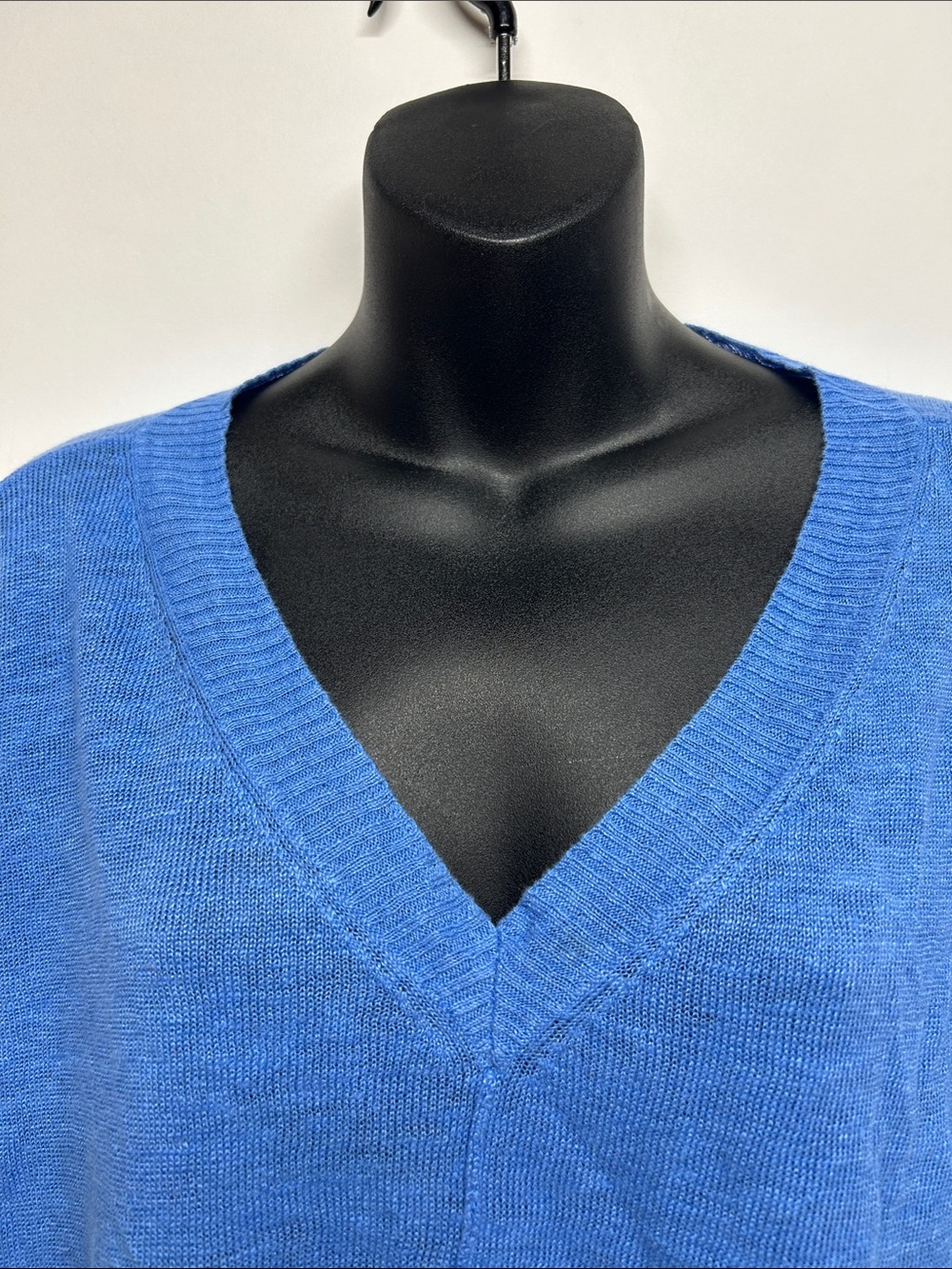 Eileen Fisher Blue V-Neck Lightweight Sweater - Picture 2 of 7